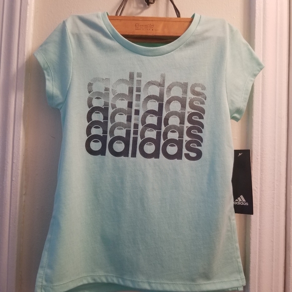 Adidas New Mint Green Color Girls Shirt - Picture 1 of 5